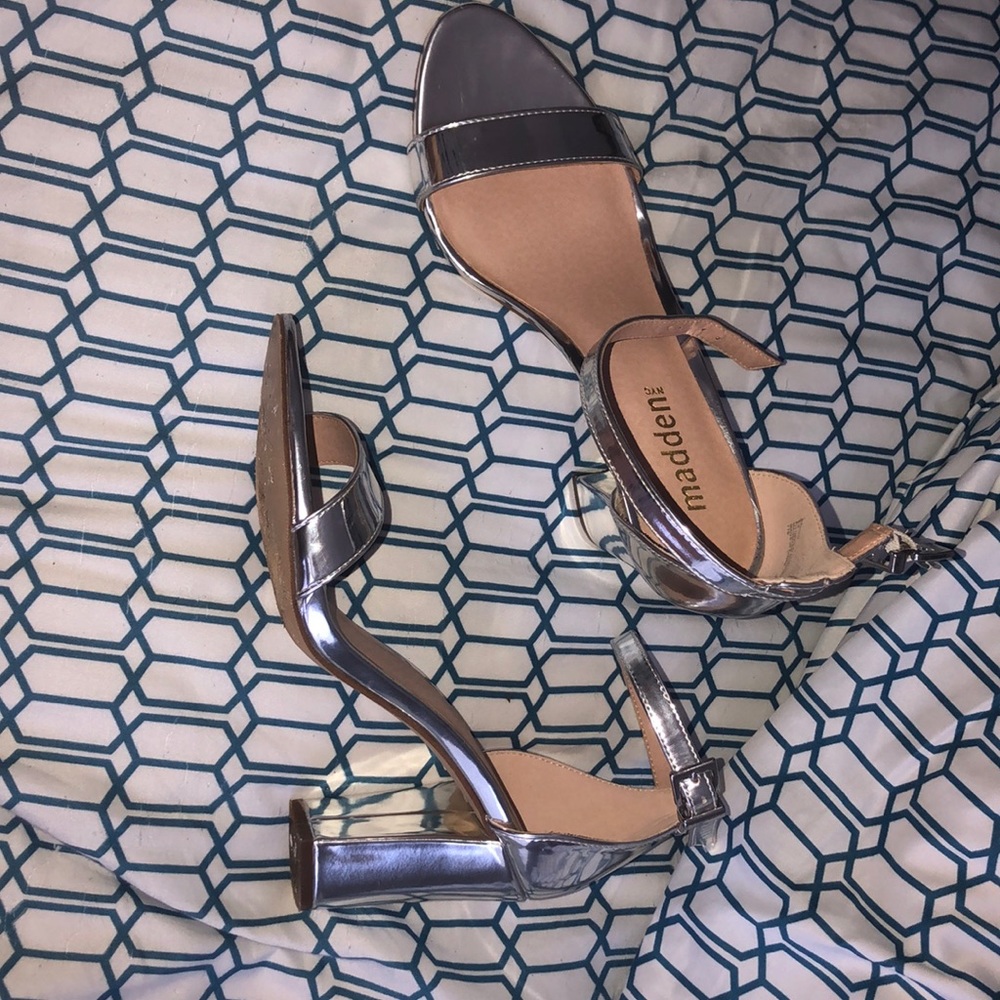 silver 2 strap madden heels, only worn once